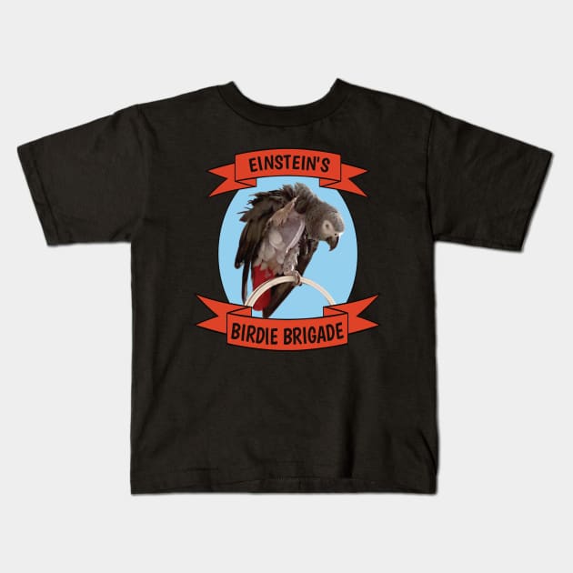 Birdie Brigade African Grey Parrot - Bare Chest Kids T-Shirt by Einstein Parrot